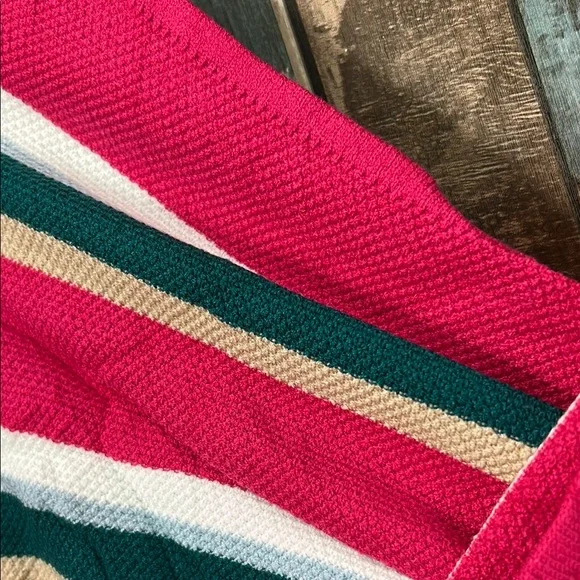 Striped Pink Wrap Sweater belted dress - Picture 7 of 13